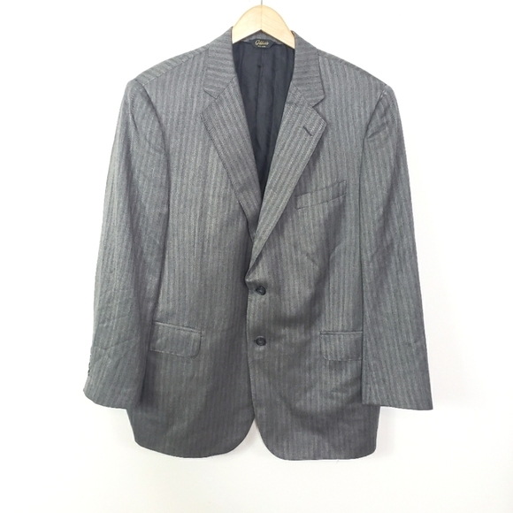 Giliberto New York custom made blazer Loro Piana fabric gray herringbone 56